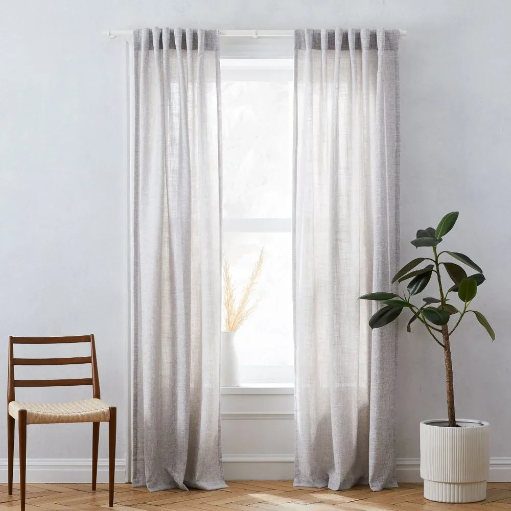 BRAND NEW never used WEST ELM Crossweave Linen Curtain 48